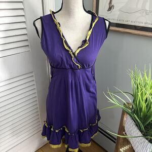 Coline Dress Womens Large Purple Babydoll Mini Retro Y2K Bohemian Casual Chic